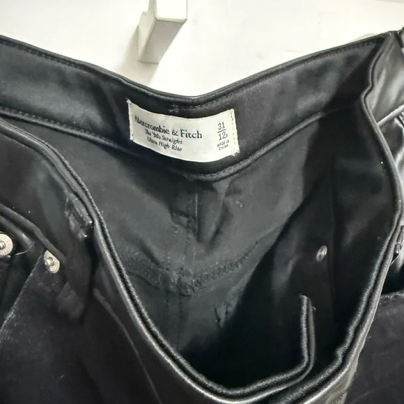 Abercrombie & Fitch Black Leather-Trimmed Pants - Picture 2 of 4